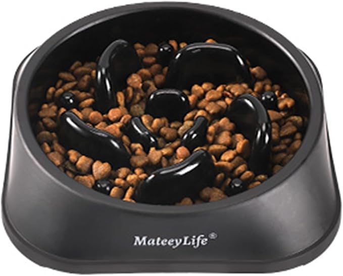 MateeyLife Slow Feeder Dog Bowls, Anti-Choking Puzzle Dog Food Bowls, Anti-Slip Interactive Feeding Slow Down Eating, Bloat Stop Maze Dishes for Medium Large Breeds Black