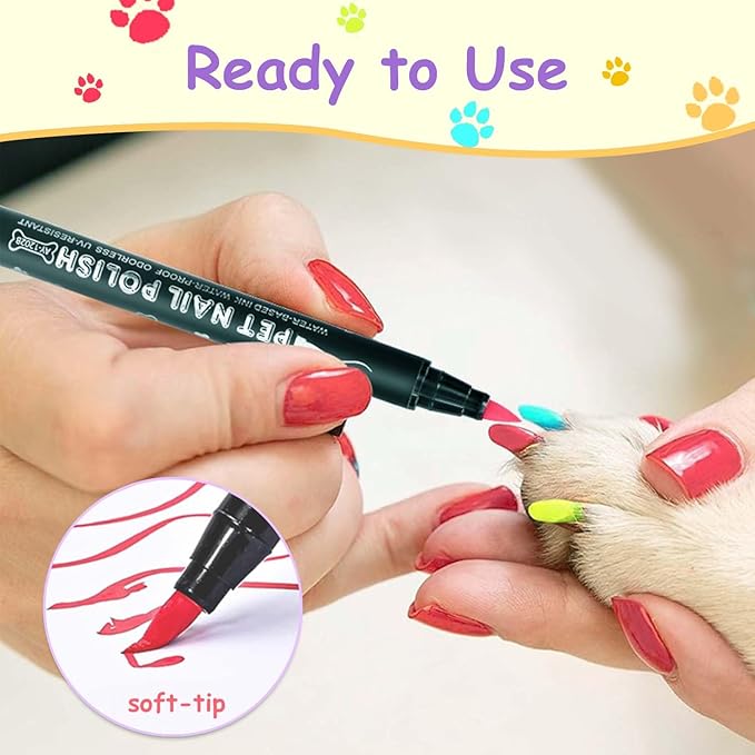 Dog Nail Polish Pens,12 Colors Dog Claw Care Nail Polish, Waterproof Acrylic Paint Pens, Quick Dry Dog Nail Markers for DIY Pet Nails