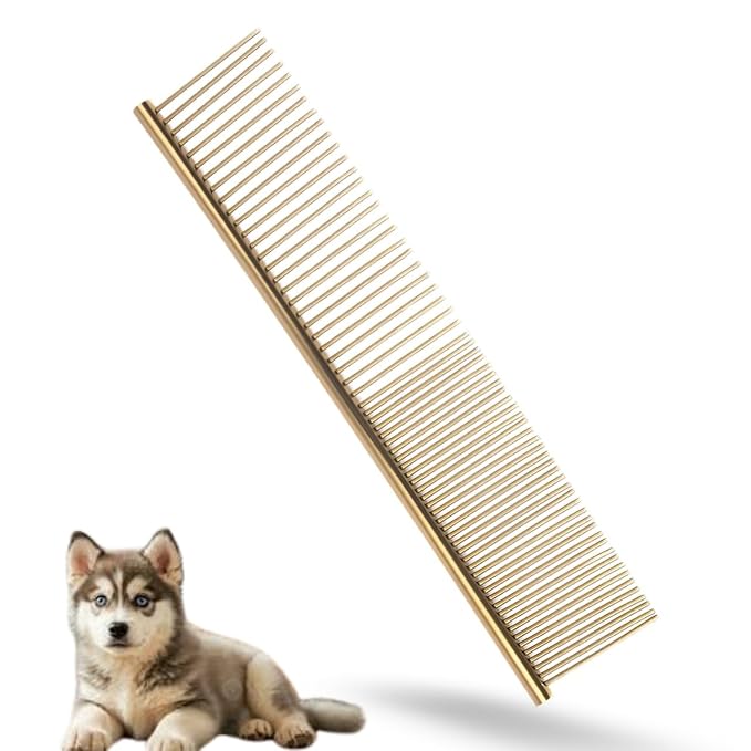 Pet Steel Comb Shears Professional Pet Grooming Comb Premium Stainless Steel Dematting Tool with Rounded Teeth for Dogs & Cats Best for Removing Knots,Tangles,Perfect for Long & Short Haired Pets