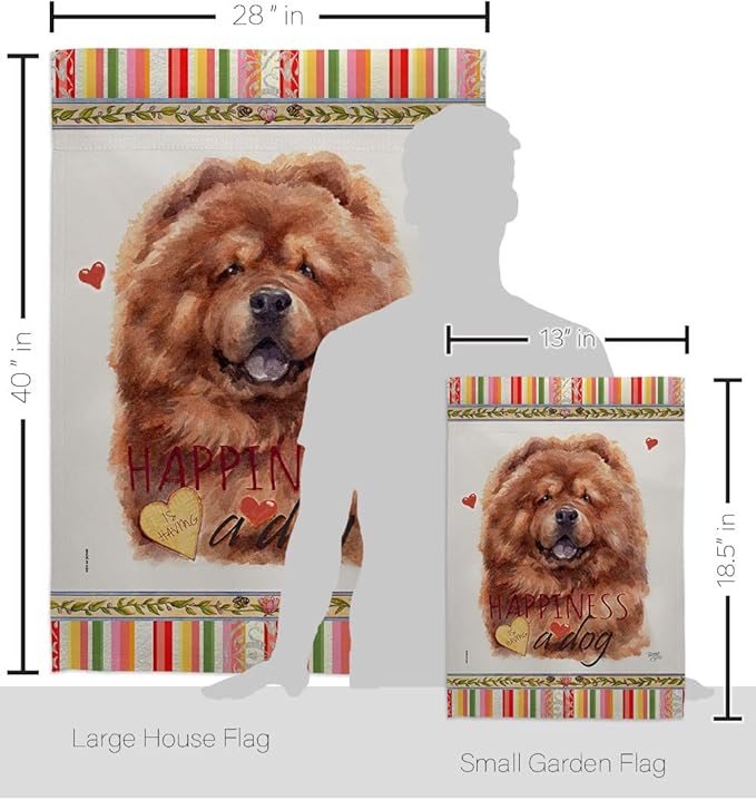 Breeze Decor Red Chow Happiness Garden House Flag Set Dog Puppy Spoiled Paw Canine Fur Pet Nature Farm Animal Creature Decoration Banner Small Yard Gift Double-Sided, Made in USA
