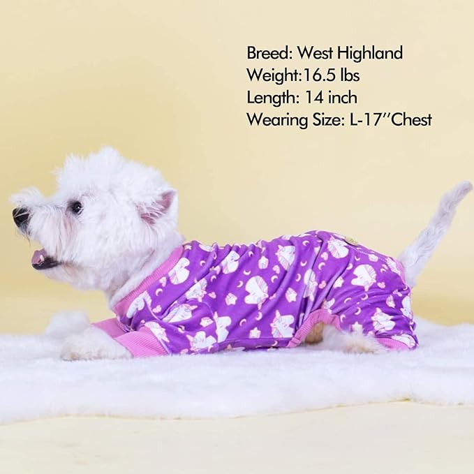 KYEESE Dog Pajamas Velvet Dog Pajamas Medium Sized Dogs Soft Dogs Clothes Pjs with Unicorn Pattern Stretchy Pet Jammies Coat Comfy Pet Onesie Costume, 2X-Large