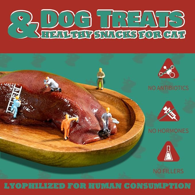 Freeze Dried Beef Liver Dog Treats & Healthy Snacks for Cat,100% Raw Beef Liver Cut Into Pieces,Soft Treats for Training & Rewards,Supplementing Trace Elements 9.5oz
