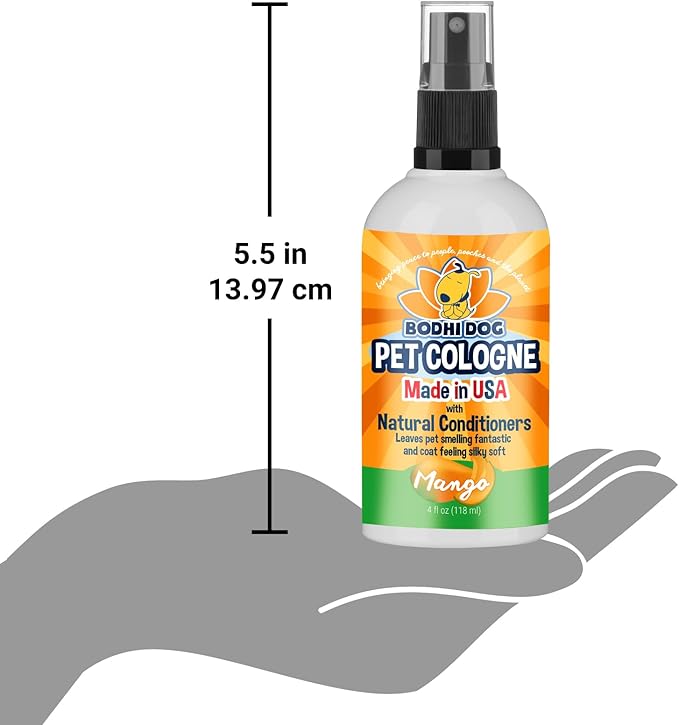 Bodhi Dog Natural Dog Cologne (Mango) - Premium Scented Deodorizing Pet Perfume with Conditioner for Dogs & Cats - Keeps Pets Fresh & Clean - Gentle and Safe Formula, Made in USA (4 Fl Oz)