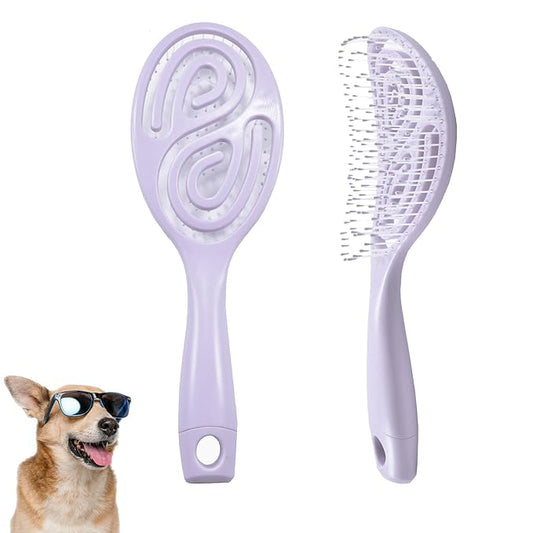 Eco-Friendly Detangling Pin Brush for Dogs and Cats | Ergonomic Handle Pet Brush for Wet or Dry Hair, Gentle Grooming Tool for Pets, Purple