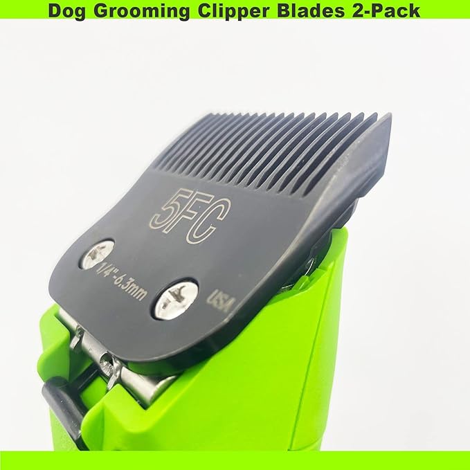 Blade Dog Grooming Clipper Blades, Ceramic Blade & Stainless Steel Blade Long-Lasting Hardness & Sharp Edges，5FC 1/4''-6.5mm (2Pcs)