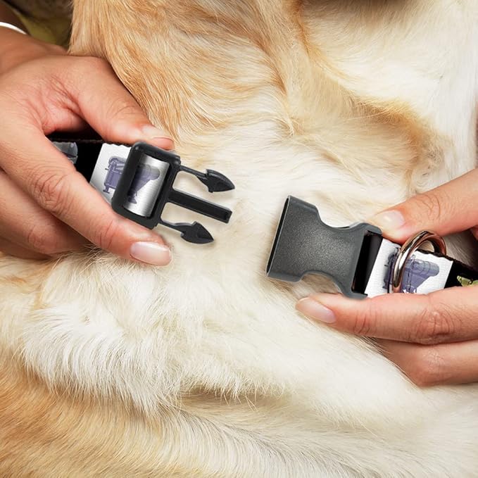 Star Wars Pet Collar, Dog Collar Plastic Buckle, Star Wars Mandalorian 4 Character Pose Blocks, 8.5 to 12 Inches 0.5 Inch Wide