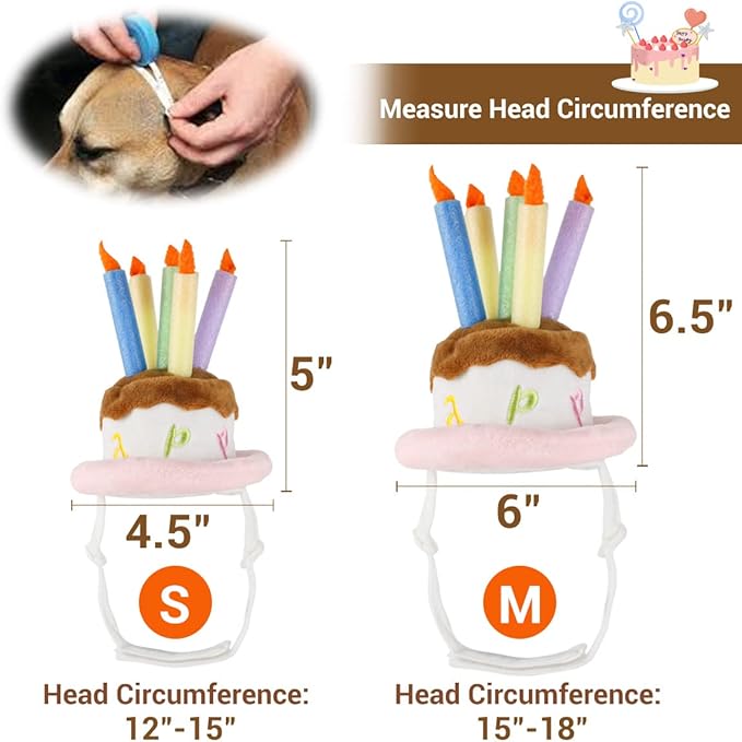 Namsan Cat Birthday Hat, Valentine Hat for Cats Small Dogs, Lucky Cat Birthday Cake Costume, Puppy Party Supplies, Small, Pink