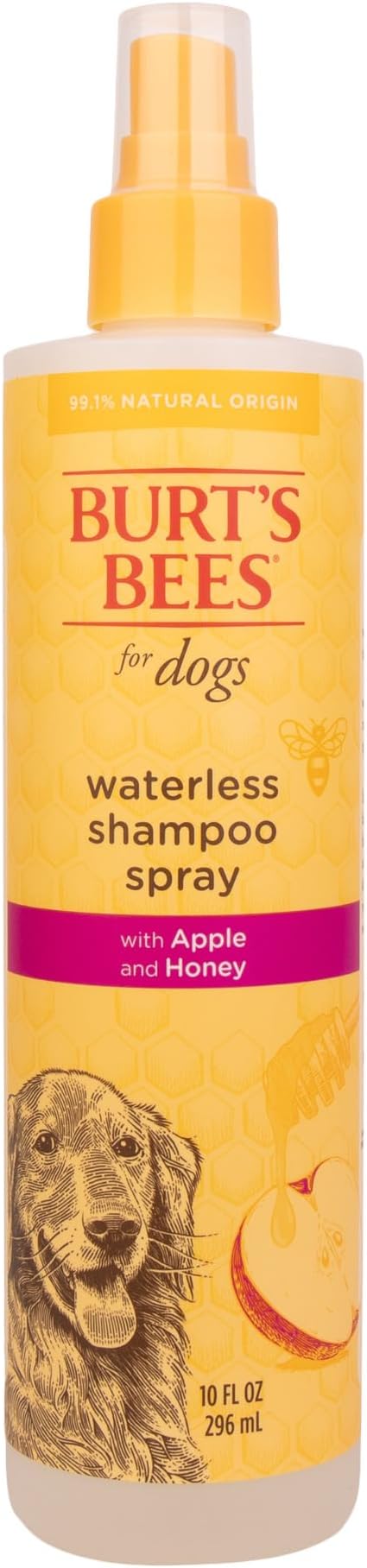 Burt's Bees for Pets Waterless Shampoo Spray for Dogs with Apple and Honey, 2pk, 99.1% Natural Origin Formulas, Waterless Dog Shampoo - Gentle Dry Shampoo for Dogs, Best Dog Shampoo, 2pk, 10 oz