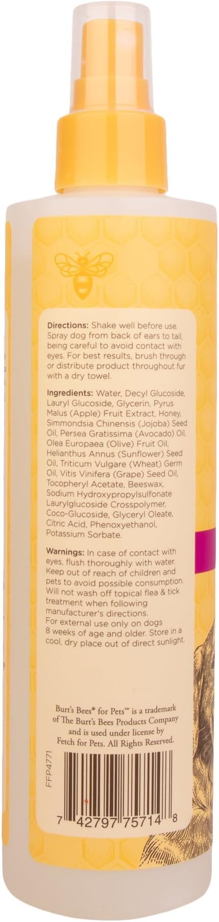 Burt's Bees for Pets Waterless Shampoo Spray for Dogs with Apple and Honey, 6pk, 99.1% Natural Origin Formulas, Waterless Dog Shampoo - Gentle Dry Shampoo for Dogs, Best Dog Shampoo, 6pk, 10 oz
