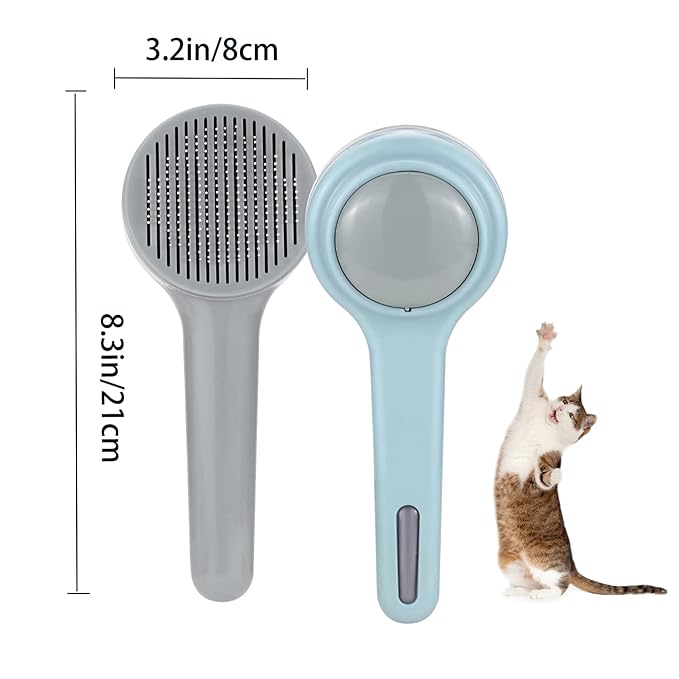 Cat Brush, Self Cleaning Slicker Brushes for Shedding and Grooming, Removes Loose Undercoat, Mats and Tangled Hair, Grooming Comb for Cats Dogs, Little Blue Gray