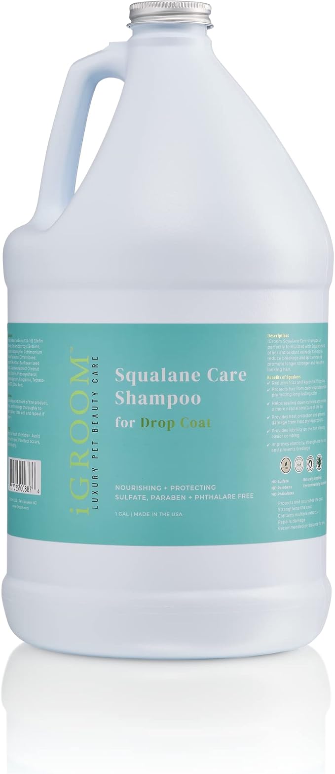 iGroom Squalane Care Dog Shampoo for Dropcoats, Luxury Pet Beauty Care, Reduce Breakage and Split Ends, Promotes Strong and Healthy Hair, Made in USA, Gallon