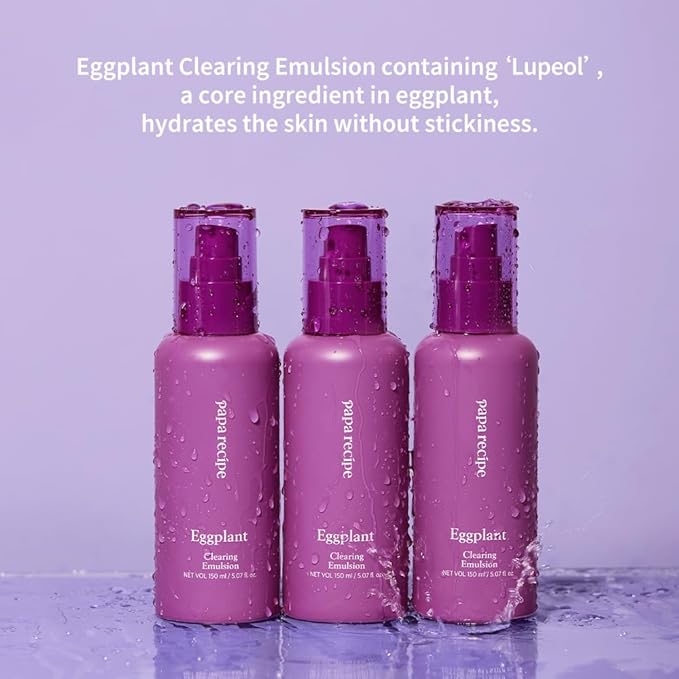 Papa Recipe Eggplant Clearing Emulsion, Moisturizing Face Moisturizer for Dry Skin, Korean Skincare, 150ml 5.07fl oz