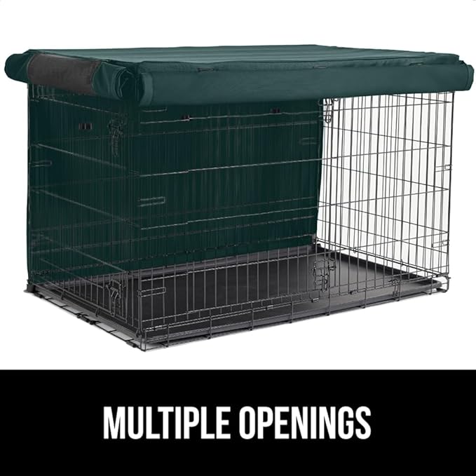 GORILLA GRIP Dog Crate Covers Compatible with Amazon Basics Dog Crates, All Sides Open, Privacy Cover Fits 24" Wire Kennel, Breathable Mesh Windows, Light Reducing Training Cage Topper, Hunter Green
