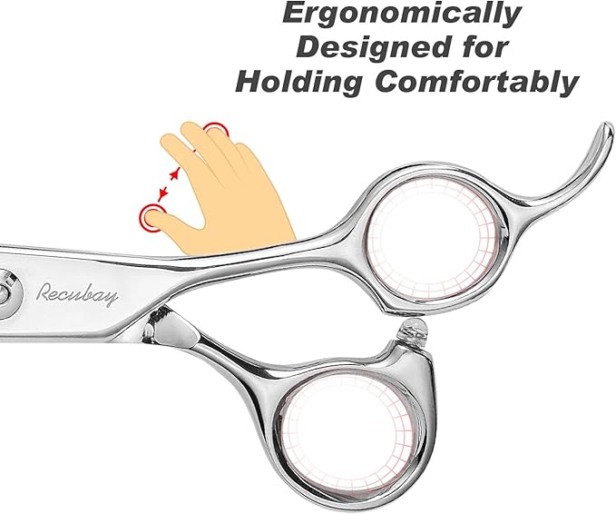 Dog Cat Scissors for Grooming, Pet Shears for Thick Coats and Matted Hair, Thinner Curved Straight Chunker Stainless Steel Shears