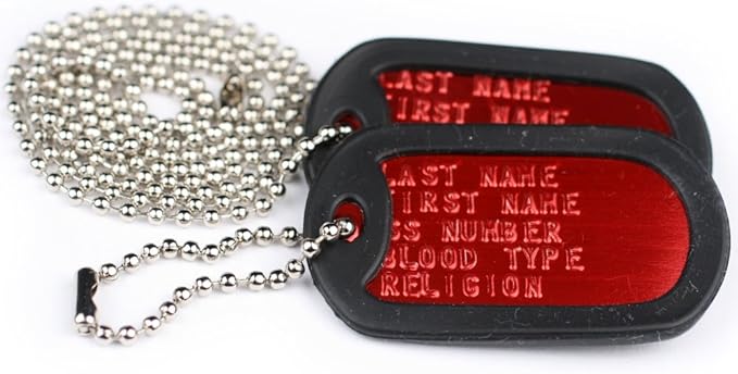 GoTags Pet ID Custom US Military Dog Tag Personalized ID Set. Complete with Chains and Silencers
