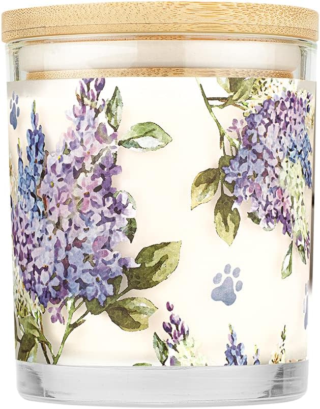 One Fur All Pet House Candle Plant-Based/Soy Candle - Clean Burning Scented Candles, Long Lasting Pet Odor Candle for Home - Lilac Garden