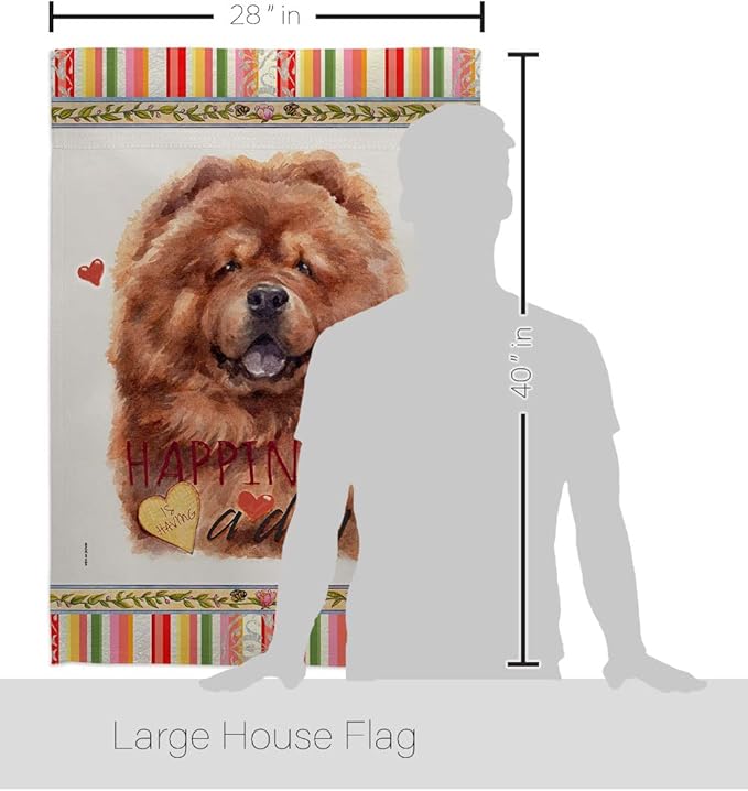 Breeze Decor Red Chow Happiness House Flag 2 pcs Pack Dog Puppy Spoiled Paw Canine Fur Pet Nature Farm Animal Creature Decoration Banner Small Garden Yard Gift Double-Sided, Made in USA
