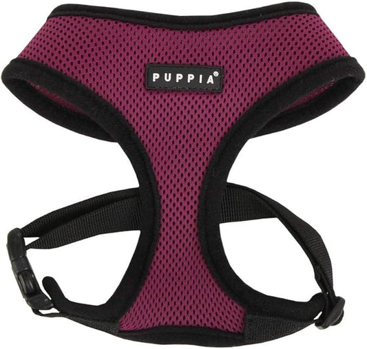 Puppia Soft Dog Harness No Choke Over-The-Head Triple Layered Breathable Mesh Adjustable Chest Belt and Quick-Release Buckle, Purple, X-Small