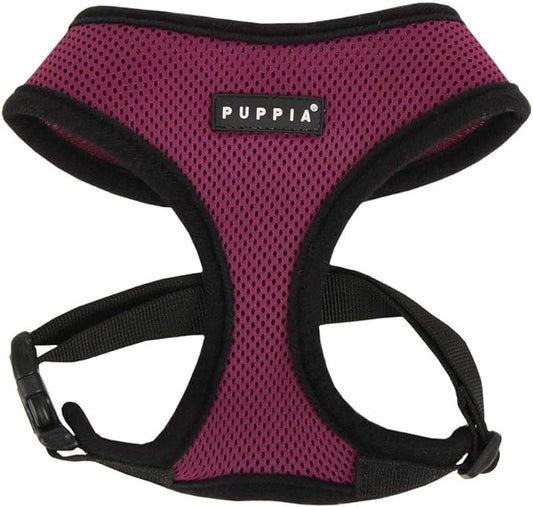 Puppia Soft Dog Harness No Choke Over-The-Head Triple Layered Breathable Mesh Adjustable Chest Belt and Quick-Release Buckle, Purple, Small