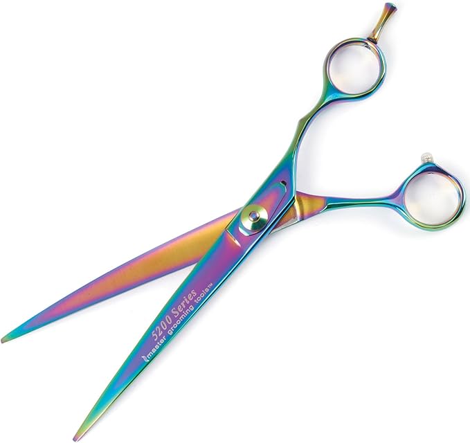 Master Grooming Tools 5200 Rainbow Series Shears — High-Performance Shears for Grooming Dogs - Curved, 7½"