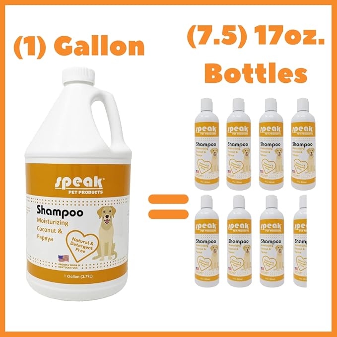 Natural Dog Shampoo with Pump, Moisturizing Coconut Papaya, 1 Gallon