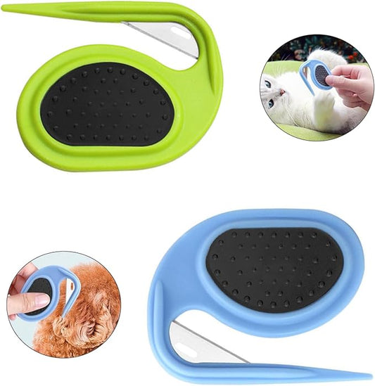2 PCS Pet Grooming Tool Professional Dematting Comb Dog Detangler Brush Hair Grooming Tool Dog Undercoat Rake Grooming Rake for Grooming - Cuts Through Matts & Tangles with Ease(Blue、Green
