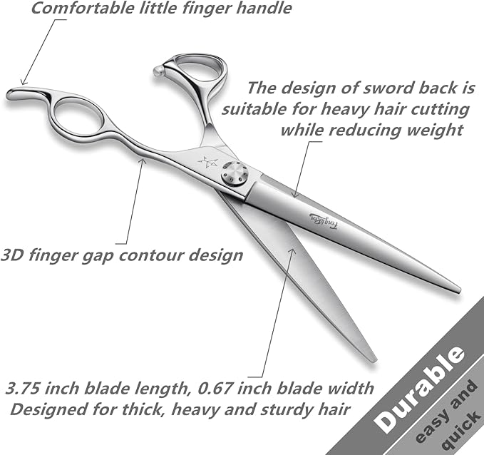 High-end Professional Dog Grooming Scissors Pet Grooming Shears 7.5 Inches Extremely Very Sharp Made Of Advanced Stainless Steel Alloy By Hand For Dog Cat And Horse Breeder