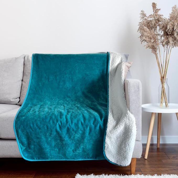 Bucephalus Waterproof Dog Blanket, Thick Reversible Soft Pet Blankets for Couch Bed Protection, Pee Proof Sherpa Fleece Blanket for Small Medium Large Dogs Puppy Cats Washable (Teal, 50"×60")