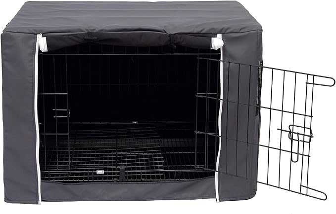 Dog Crate Cover for Wire Crates, Heavy Nylon Durable Waterproof Windproof Pet Kennel Cover Indoor Outdoor Protection - Cover only - Dark Grey - M