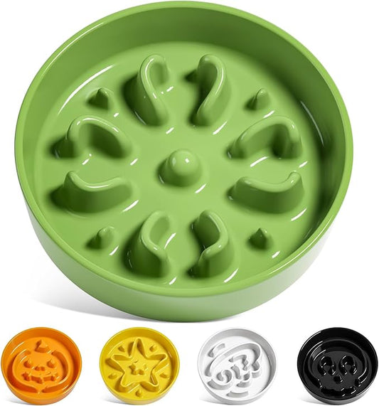 LE TAUCI Ceramic Slow Feeder Dog Bowls Small Breed, 0.6 Cups Dog Food Dish for Fast Eaters, Puzzle Bowl for Small Dogs and Cats,Green