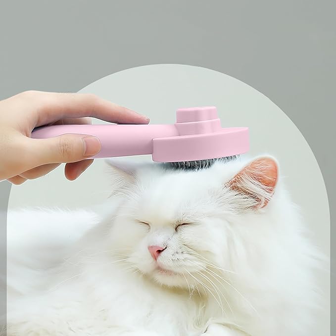 Cat Brush for Shedding,Pet Grooming Self Cleaning Slicker Brush,Removes Mats,Tangles and Loose Hair,Shedding Brush for Short or Long Haired Cats Dogs (Pink)
