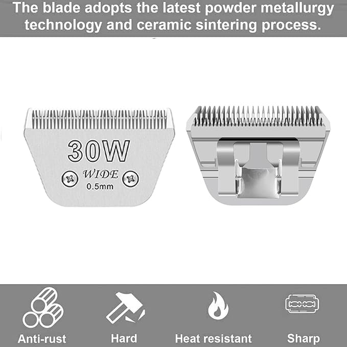5PCS Wide Blade Dog Grooming Blades Compatible with Andis,Oster A5,Wahl km10 Clippers, Grooming Wide Blade, A5 Type Blade,for Animal Dog,Cat,Horse (30W+10W+7FW+5FW+4FW)