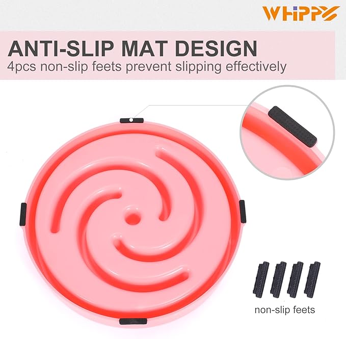 WHIPPY Slow Feeder Bowl for Small Medium Dog Fun Maze Feeder Dog Food Water Bowl Anti-Slip Puzzle Bowl No Chocking Healthy Interactive Bloat Stop Dog Bowl Dish,Medium,Pink