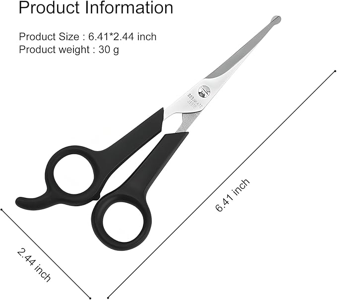 Pet Grooming Scissors Set for Body & Facial Trimming, Durable Stainless Steel Blades with Rounded Tips, Lightweight Shears for Dogs & Cats, Suitable for All Hair Types