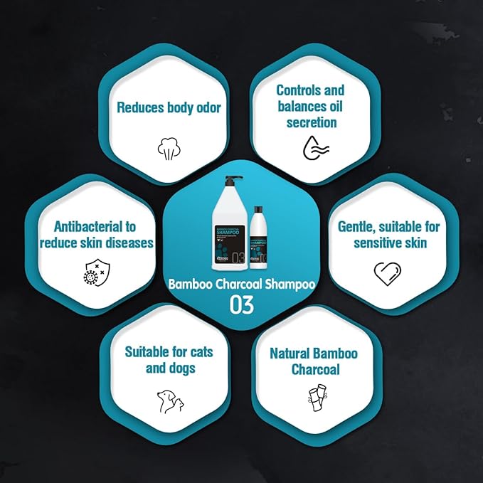 OPAWZ 03 Bamboo Charcoal Dog Shampoo, Hypoallergenic Pet Shampoo, Anti-Fungal Formula for Allergies and Itching Sensitive Skin, 16.9 fl.oz
