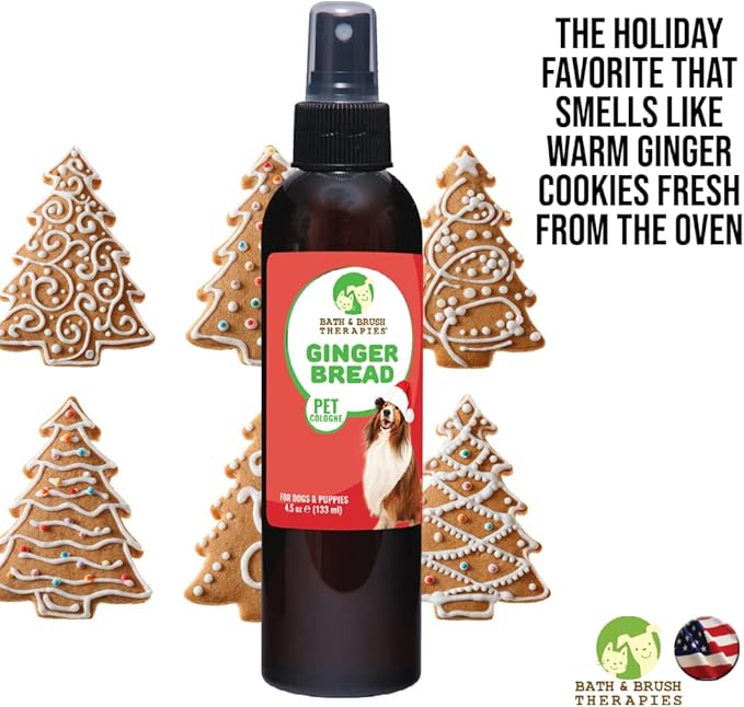 Bath & Brush Therapies Gingerbread Dog Cologne 4.5 oz | Dog Perfume Long Lasting | Deodorizing Spray