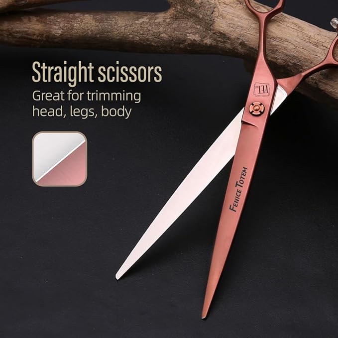 Dog Grooming Scissors: Terracotta 7.5 inch Pet Straight Shears Made Of Japanese VG10 Advanced Stainless Steel Professional Grooming Scissors for Dogs Cats and Other Pets
