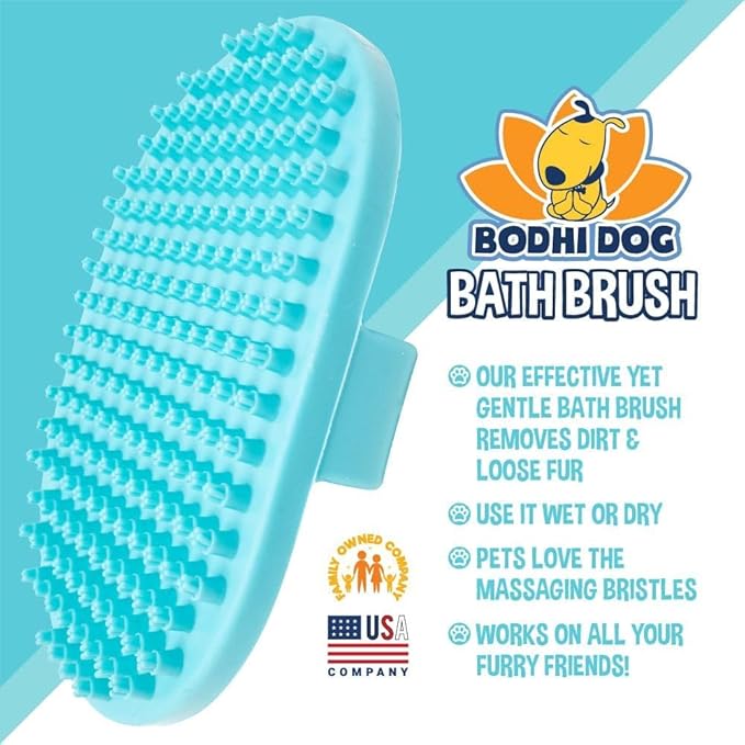 Bodhi Dog Shampoo Brush - Pet Grooming & Bath Supplies for Cats and Dog - Bath Brush for Long & Short Hair - Premium Scrubber for Shower, Bathing & Massage (One Pack, Aqua)