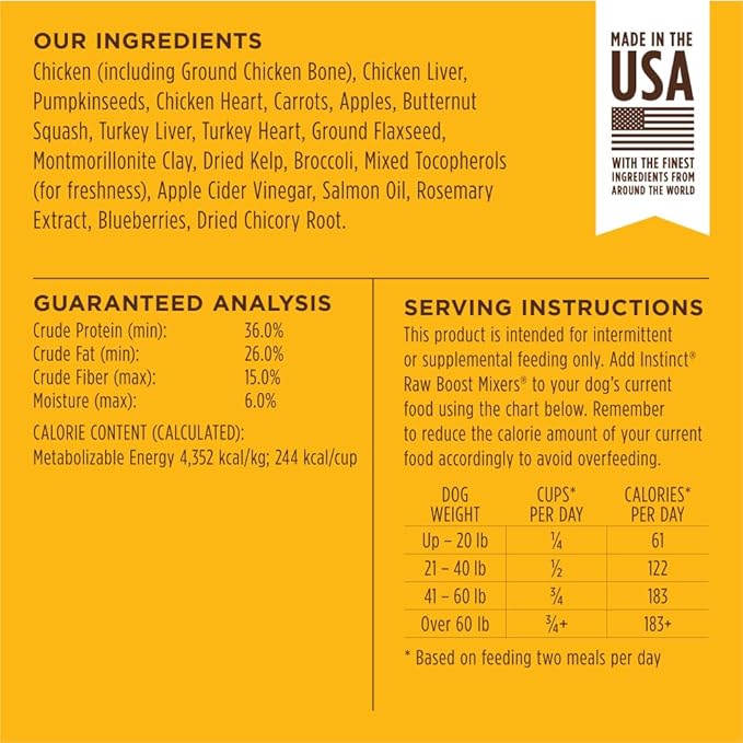 Instinct Raw Boost Mixers Freeze Dried Dog Food Toppers For Dry Food, Grain Free Dog Food Toppers with Chicken For Dogs, 14 oz