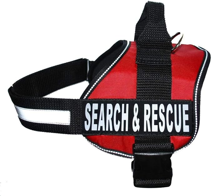Search & Rescue Harness Vest Cool Comfort Nylon for Dogs Small Medium Large Girth Purchase Comes with 2 Reflective Search & Rescue Removable Patches. Please Measure Your Dog Before Ordering.