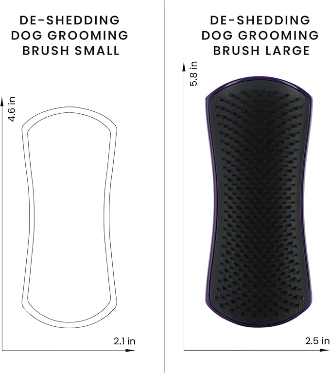 Pet Teezer by Tangle Teezer De-Shedding Dog Grooming Brush, Dry Brush or Dog Bath Brush for Wet or Dry Fur, Large, Purple & Gray
