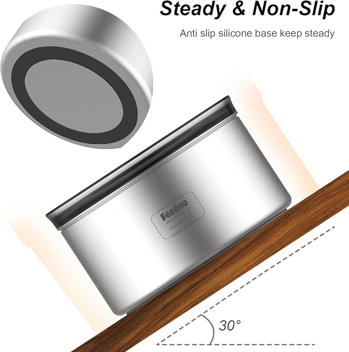 1Gallon Dog Water Bowl, 3.8L No Spill Water Bowl for Dogs, Stainless Steel Spill Proof Dog Bowl, No Splash Slow Drinking Bowl with No Slip Base for Messy Drinkers[Anti Digging]