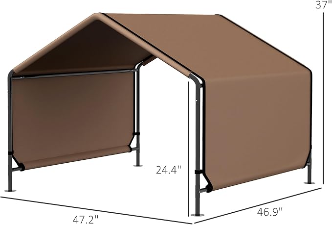 PawHut Dog Shade Shelter, Portable Pet Tent, Water Resistant Dog House for Shade Protection, Outdoor, Garden, Patio, Backyard, Brown
