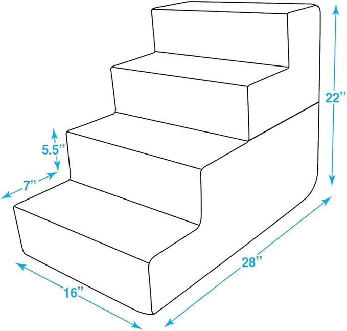 Best Pet Supplies Portable Foldable Foam Pet Stairs/Steps for Couch, Sofa, and High Bed, Non-Slip Bottom Balanced Paw Safe - Pale Teal, Foldable 4-Step (H: 22")