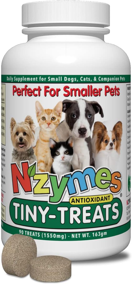 Nzymes® Antioxidant Tiny Treats - for Dogs Joints, HIPS, Paralysis, Skin, Coat, Hair Loss, Aging, Digestion, Seizures - Dog Treats for Small Dogs - 90 Treats - Made in The USA