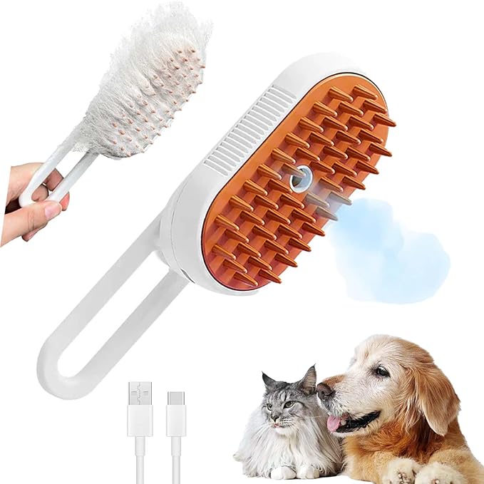 Cat Steam Brush for Shedding, Steam Brush for Indoor Cats, Water Brush, Cat Spray Mist Massaging Brush, Pet Hair Removal Brush, Suitable for Cats, Dogs and Rabbits, Cat Cleaning Brush