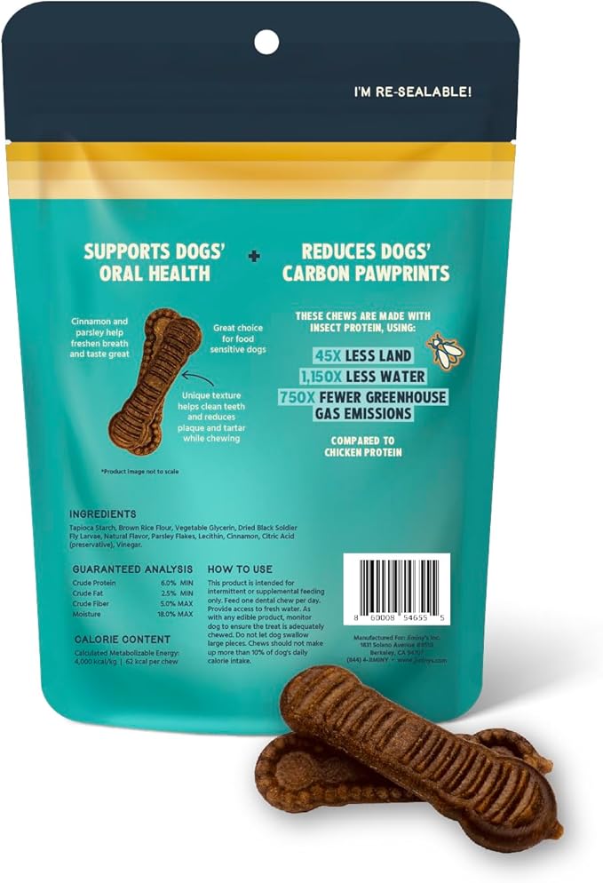 Jiminy's Dental Chews for Dogs, Cinnamon Flavor, Scientifically Proven to Improve Oral Health, Dental Bones Clean Teeth, Fight Bad Breath, and Removes Plaque and Tartar, Small, 20ct (Pack of 1)