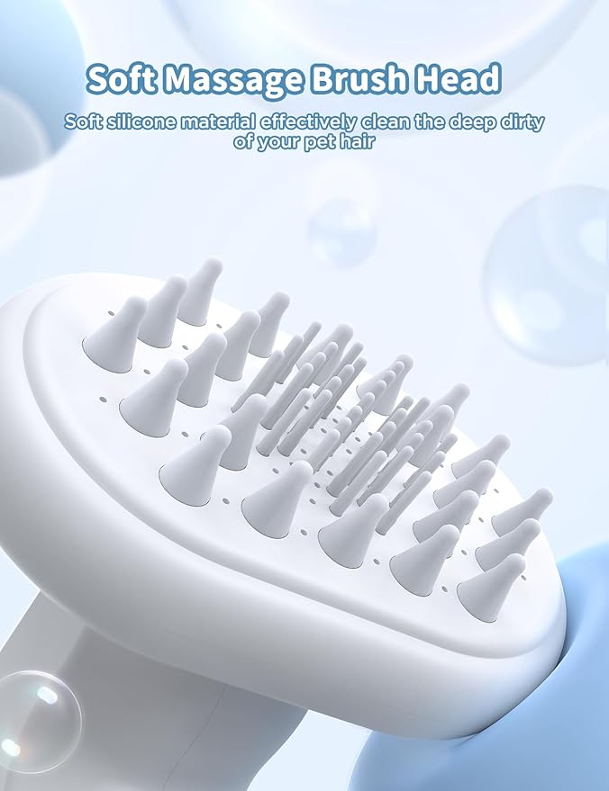 Automatic Foaming Soap Dog Bath Brush, Foaming Dispenser with Soft Silicone Massage Dog Shampoo Brush, One-Click Deep Cleaning Dog Washing Brush for Short and Long Haired Pet, White