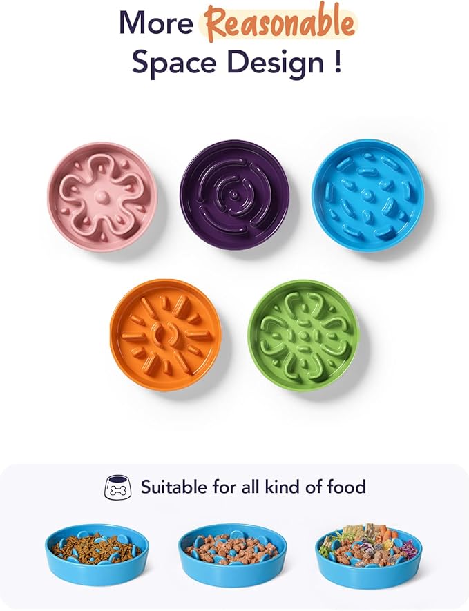 LE TAUCI Dog Bowls Slow Feeder Ceramic, 3 Cup Slow Feeding Bowl for Medium and Large Breed, Puzzle Dog Food Bowl for Fast Eater, Vortex Blue