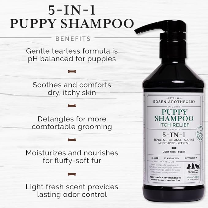 5-in-1 Itch Relief Puppy Shampoo - Tearless Shampoo for Puppies Cleanses, Soothes, Refreshes and Moisturizes While Offering Itch Relief, 480ml
